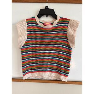 THML Crochet Rainbow Stripe Sweater Vest (S)